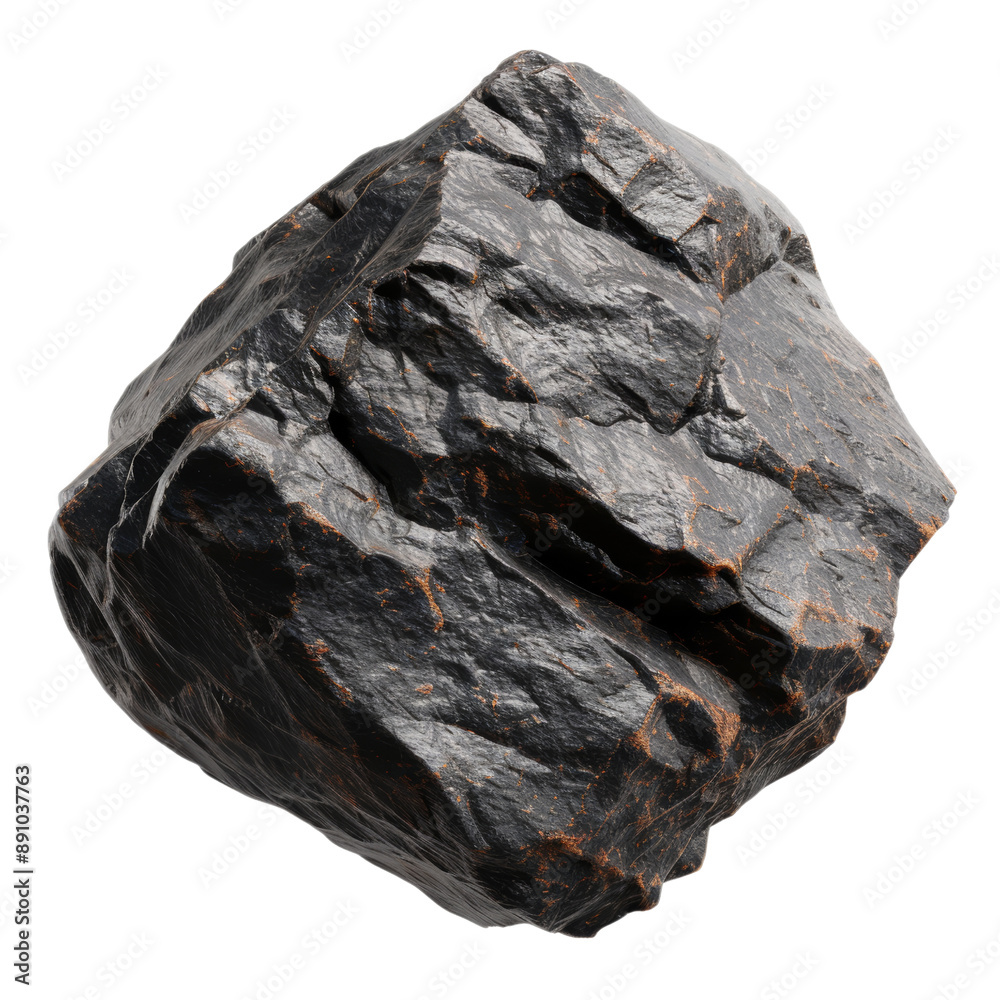 Rough black iron ore rock specimen on transparent background clipart Rough black iron ore rock specimen on transparent background clipart