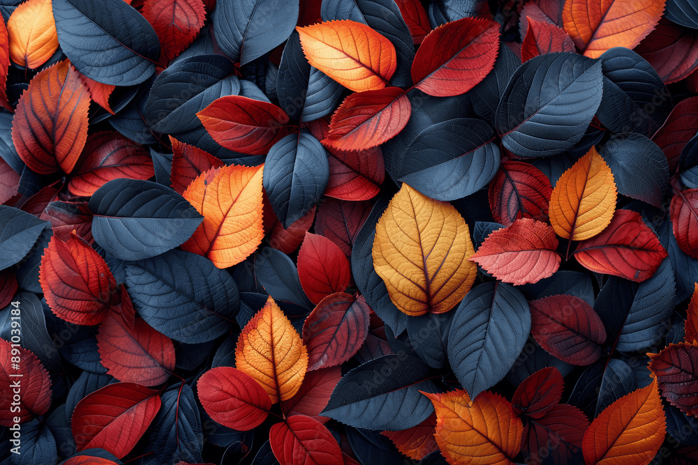 Colorful Autumn Leaves Background with Dark Foliage Patterns for Nature Concept Wallpaper Colorful Autumn Leaves Background with Dark Foliage Patterns for Nature Concept Wallpaper