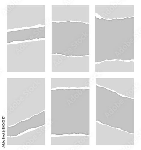 torn page set transparent background vertical