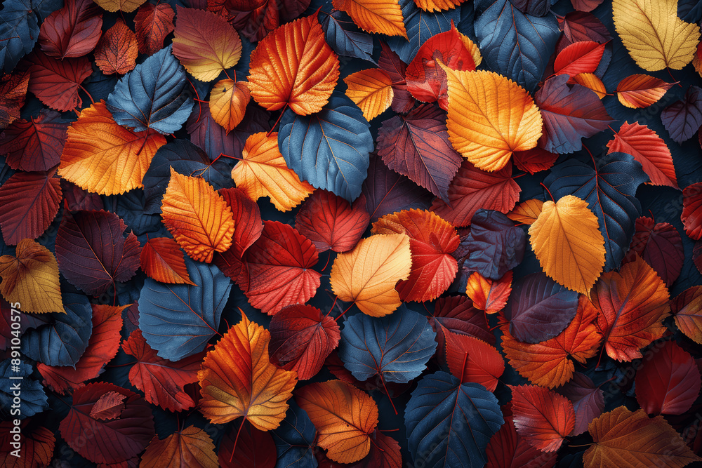 Autumn Leaves Seamless Pattern with Colorful Foliage in Shades of Orange Red and Yellow on Dark Background Autumn Leaves Seamless Pattern with Colorful Foliage in Shades of Orange Red and Yellow on Dark Background