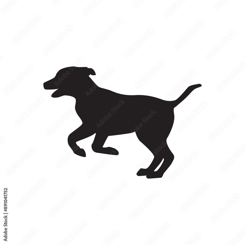 Run dog silhouette jump vector logo icon. Sport dog canine fast profile sign silhouette background Run dog silhouette jump vector logo icon. Sport dog canine fast profile sign silhouette background
