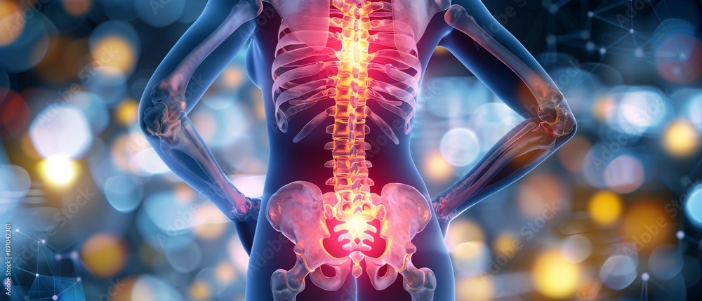 3D illustration of lower back. 3D illustration of lower back.