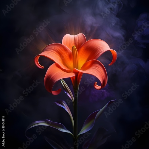 Canna Lily flower against a dark background. photo