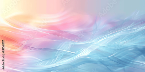 Pastel Blurred Abstract Background with Light Blue and Pink Gradient, Soft Gentle Shades with Shining Light, Minimal Futuristic Graphic Design Template