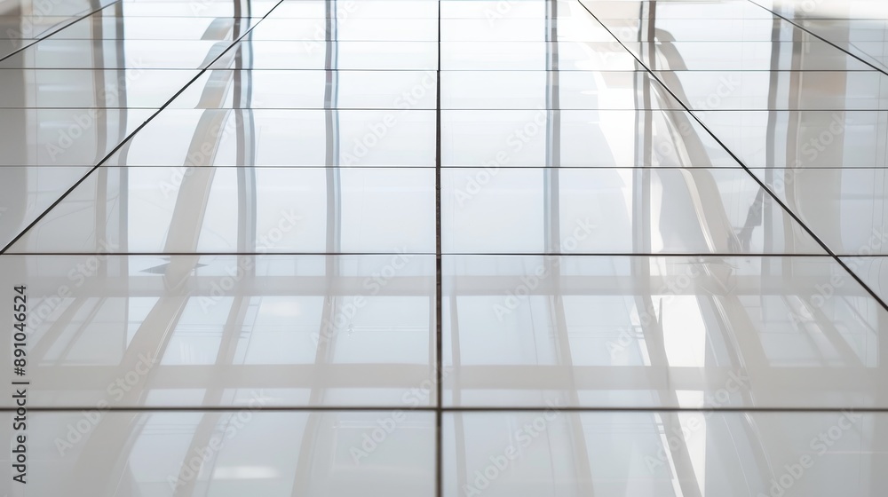 Surface of a tiled floor, showcasing the smooth finish and grout lines Surface of a tiled floor, showcasing the smooth finish and grout lines