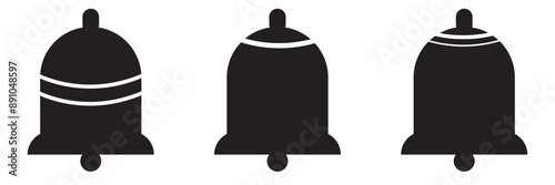 Notification bell icon. Alarm symbol. Notice message. Set of ringing bells with new notification. Vector illustration.