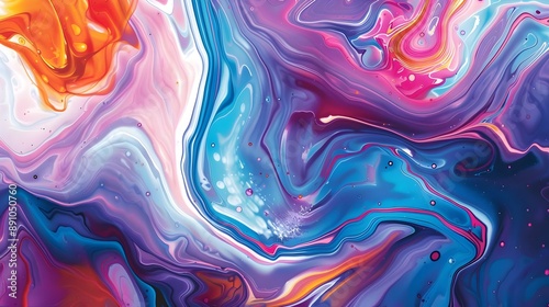 Abstract Background with Mesmerizing Vibrant Swirls and Marbled Texture