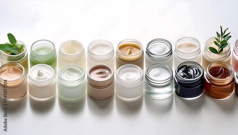 White ceramic cups with lids sit beside glass jars of coffee beans and natural cream, arranged for a spa-like morning beverage White ceramic cups with lids sit beside glass jars of coffee beans and natural cream, arranged for a spa-like morning beverage