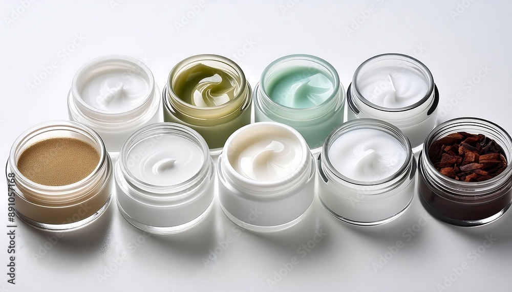 White ceramic cups with lids sit beside glass jars of coffee beans and natural cream, arranged for a spa-like morning beverage White ceramic cups with lids sit beside glass jars of coffee beans and natural cream, arranged for a spa-like morning beverage