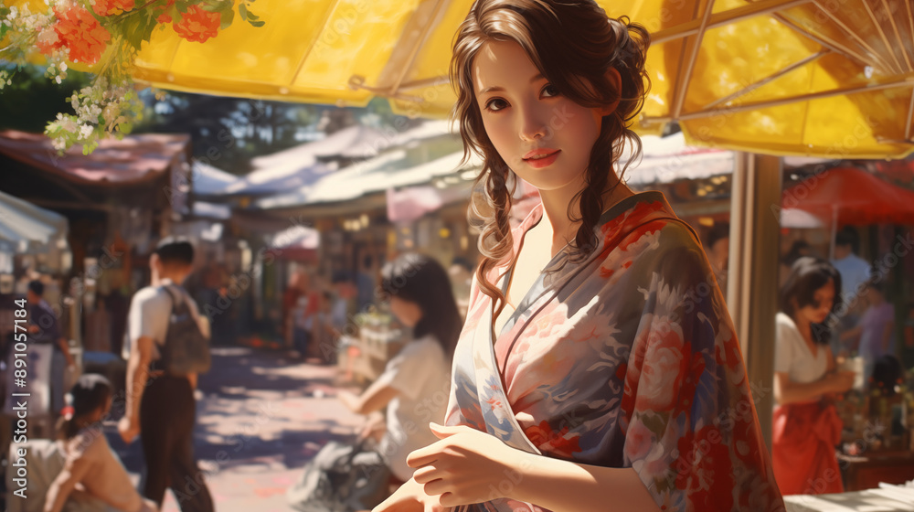 Beautiful women enjoying Japanese summer festivals. Beautiful women enjoying Japanese summer festivals.