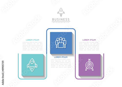 Vector infographic business presentation template connected with 3 options