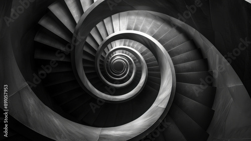 abstract illustration of a spiral staircase leading downward into darkness, illustrating the descent into depressive states and the feeling of being trapped in a downward spiral