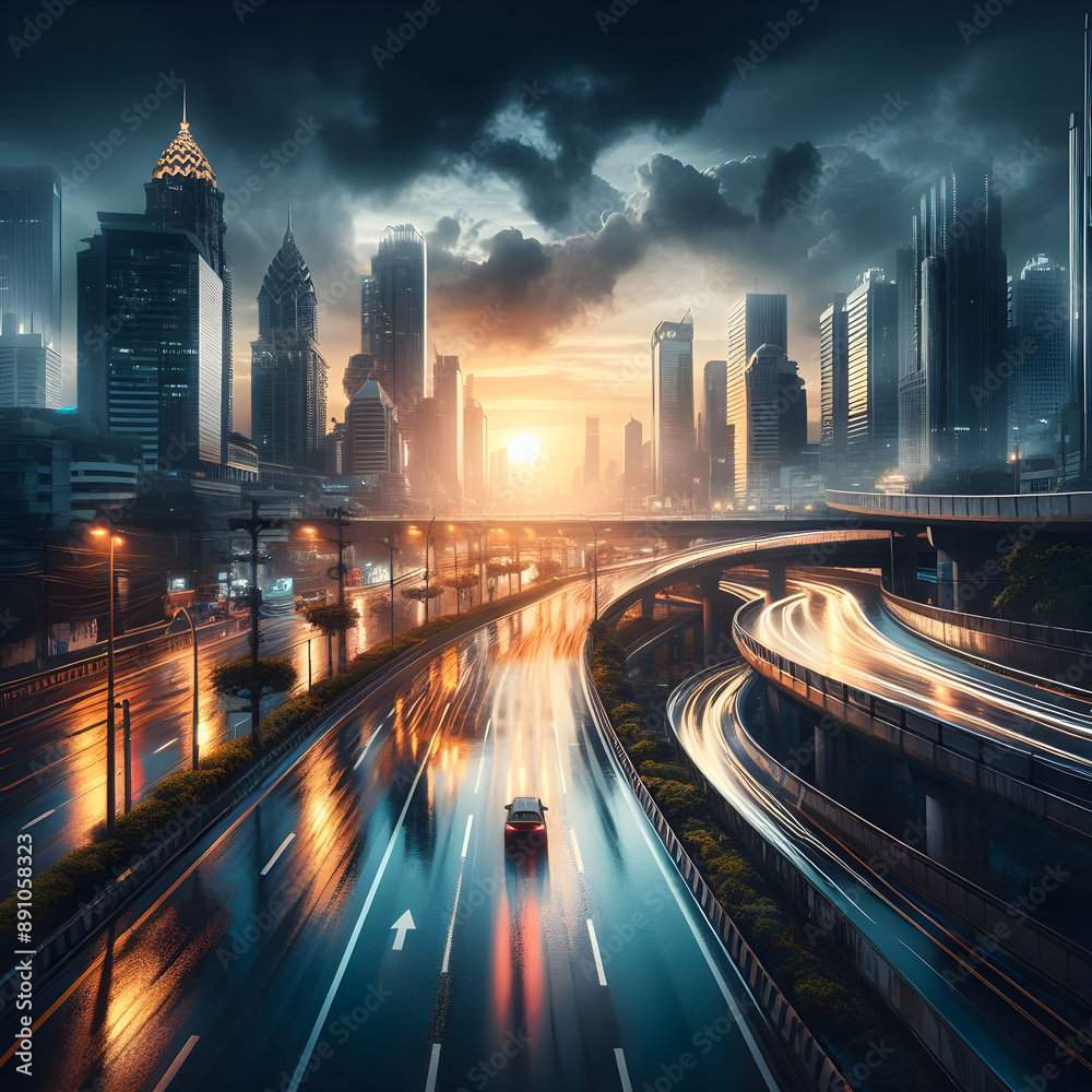 Obraz premium traffic at night