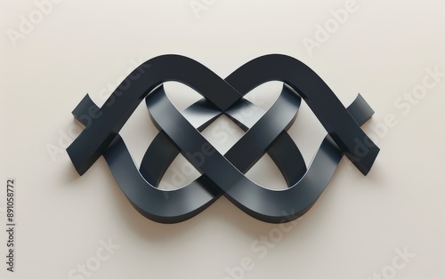 Intertwined: Abstract Infinity Symbol in Elegant Black - 3D Render 