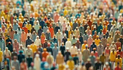 Wallpaper Mural A Large Crowd of Miniature People Standing Together in a Row Torontodigital.ca