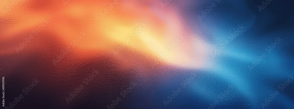Soft Grainy Gradient Background Blue Orange Yellow Abstract Vintage Film Texture Flowing Colors Backdrop Web Design