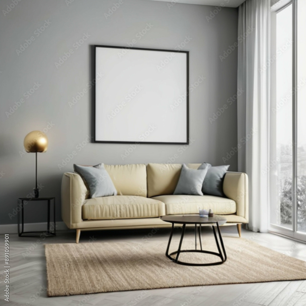 Modern Interior Background Empty Frame Mockup Modern Interior Background Empty Frame Mockup