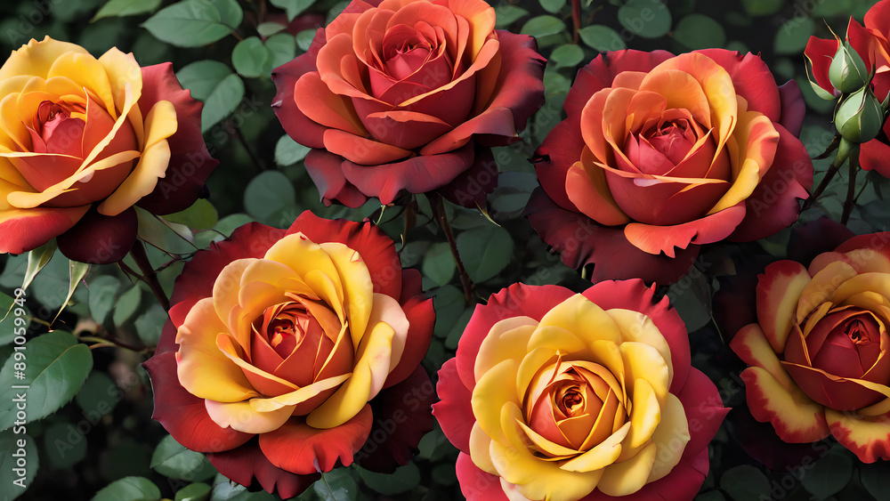 rose with an extraordinary mix of yellow and red petals rose with an extraordinary mix of yellow and red petals