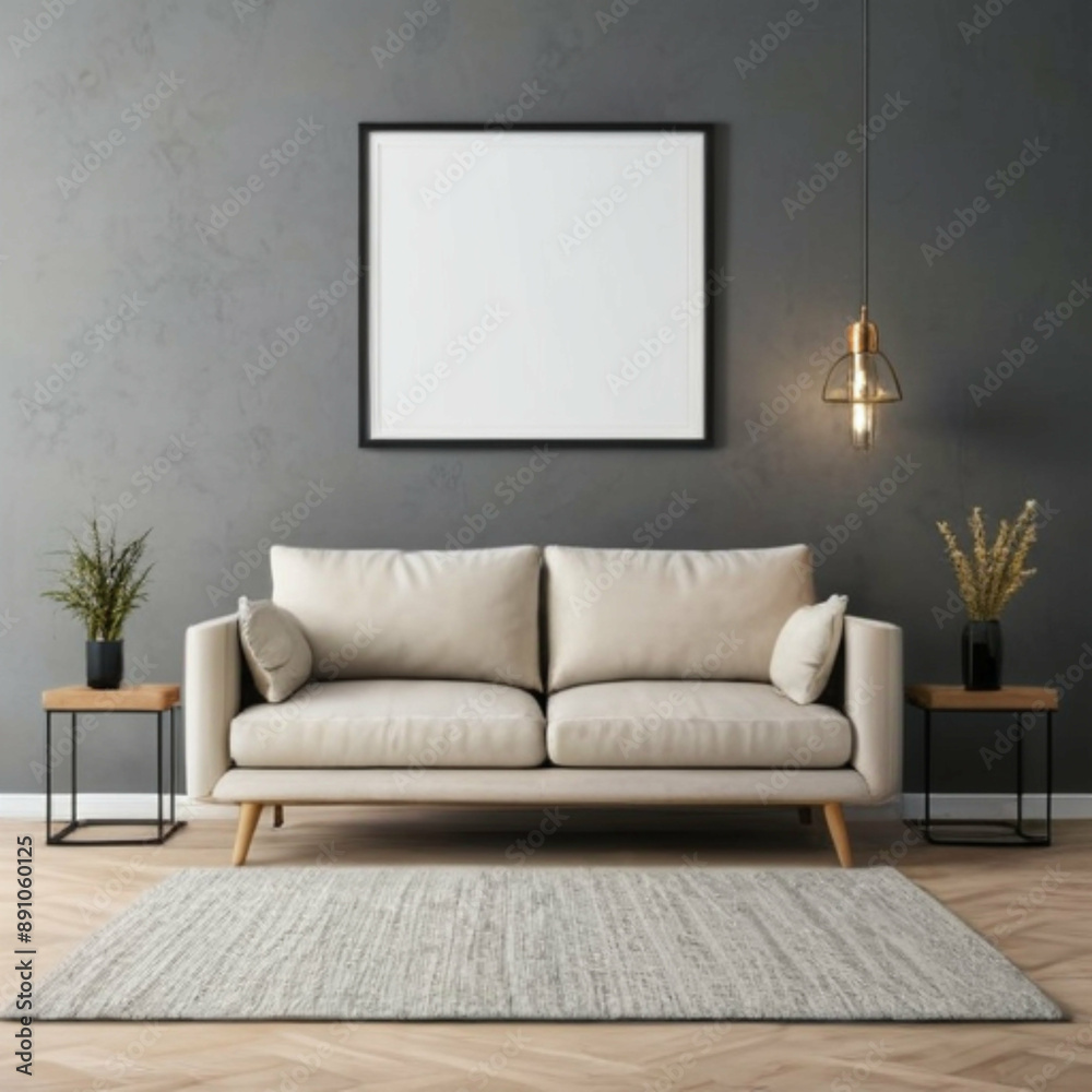 Modern Interior Background Empty Frame Mockup Modern Interior Background Empty Frame Mockup