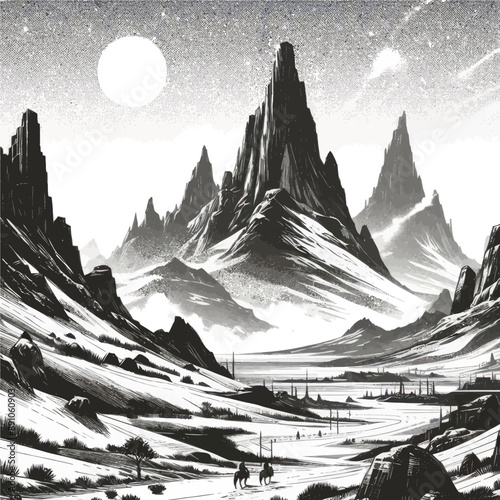 landscape in the mountains and sky vector 