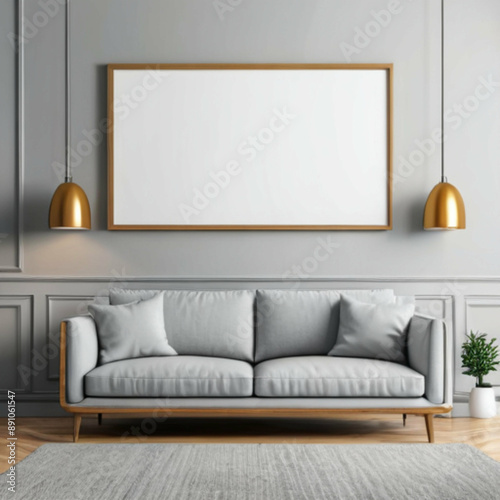 Modern Interior Background Empty Frame Mockup