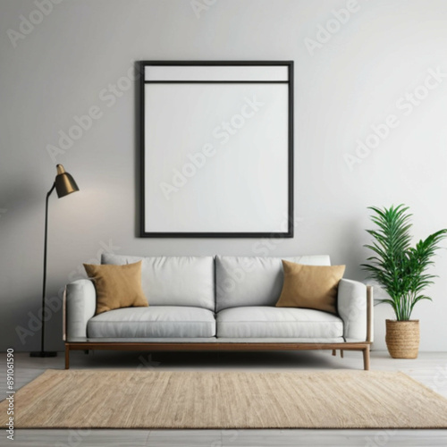 Modern Interior Background Empty Frame Mockup