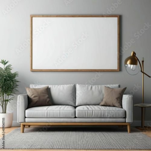 Modern Interior Background Empty Frame Mockup