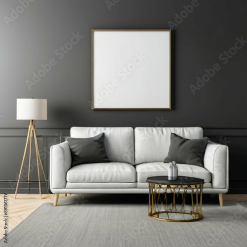 Modern Interior Background Empty Frame Mockup