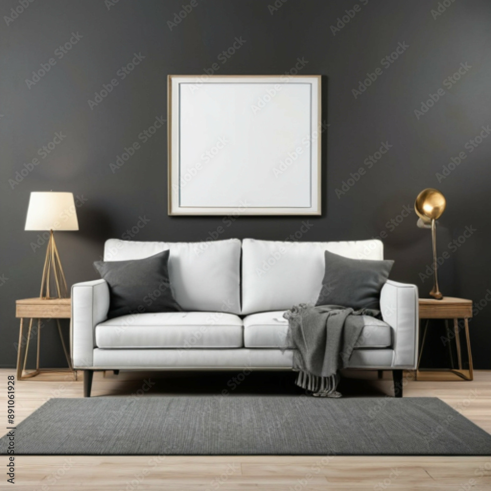 Modern Interior Background Empty Frame Mockup Modern Interior Background Empty Frame Mockup