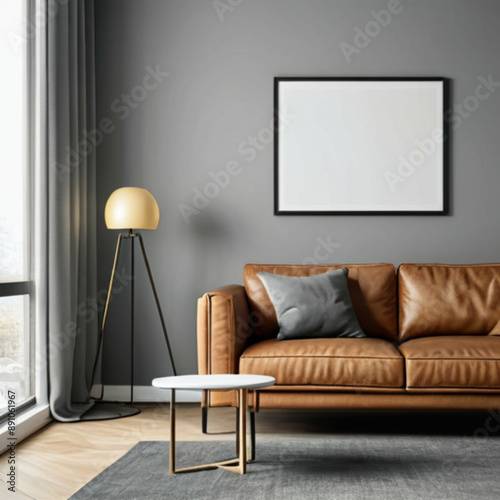 Modern Interior Background Empty Frame Mockup