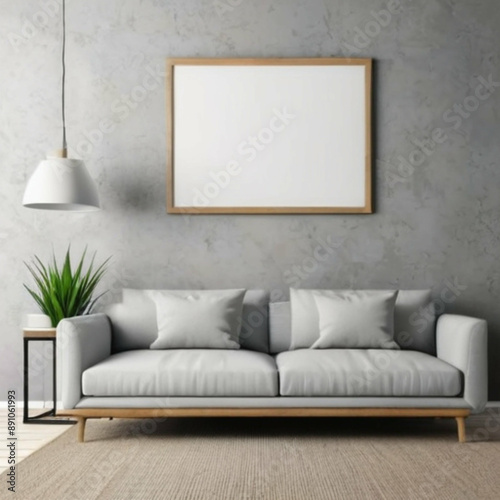 Modern Interior Background Empty Frame Mockup