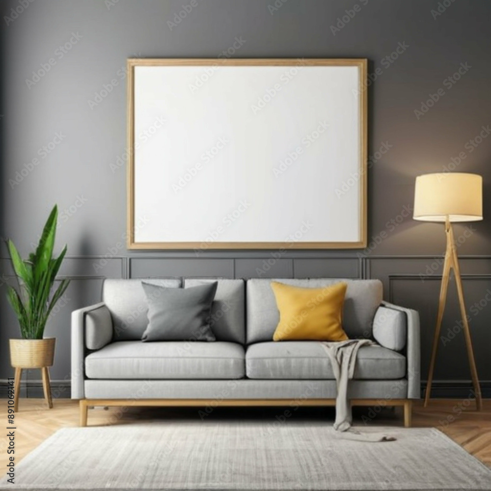 Modern Interior Background Empty Frame Mockup Modern Interior Background Empty Frame Mockup