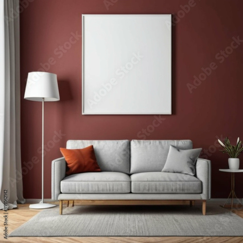Modern Interior Background Empty Frame Mockup