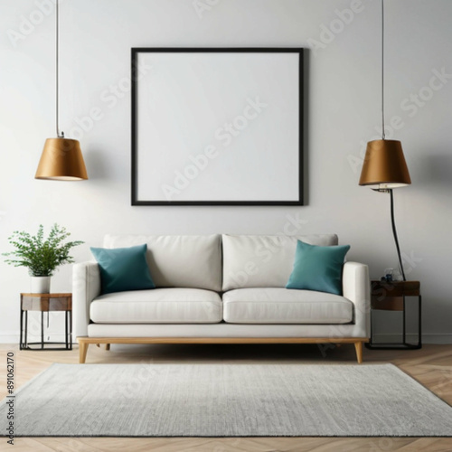 Modern Interior Background Empty Frame Mockup