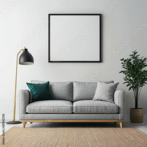 Modern Interior Background Empty Frame Mockup
