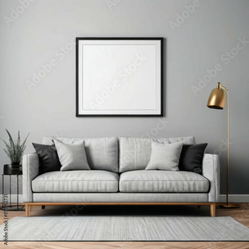 Modern Interior Background Empty Frame Mockup