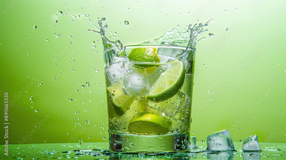 Refreshing Caipirinha in a Rocks Glass, with Sliced Lime and Ice Splashing Around, Capturing the Zesty and Cool Essence of This Classic Cocktail Refreshing Caipirinha in a Rocks Glass, with Sliced Lime and Ice Splashing Around, Capturing the Zesty and Cool Essence of This Classic Cocktail