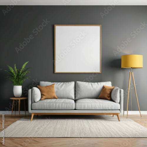 Modern Interior Background Empty Frame Mockup