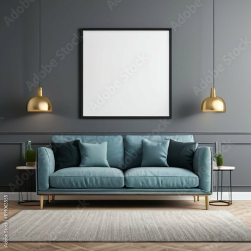 Modern Interior Background Empty Frame Mockup