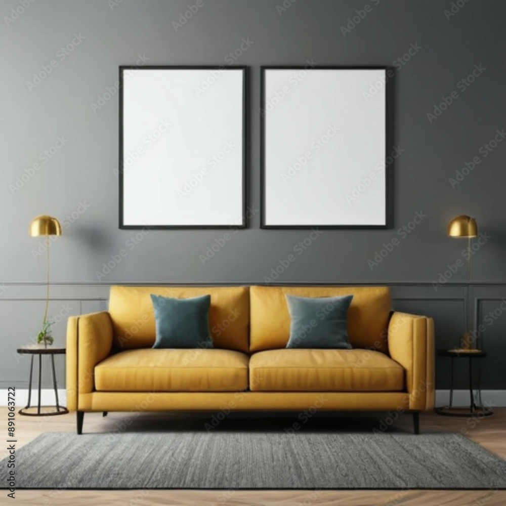 Modern Interior Background Empty Frame Mockup Modern Interior Background Empty Frame Mockup