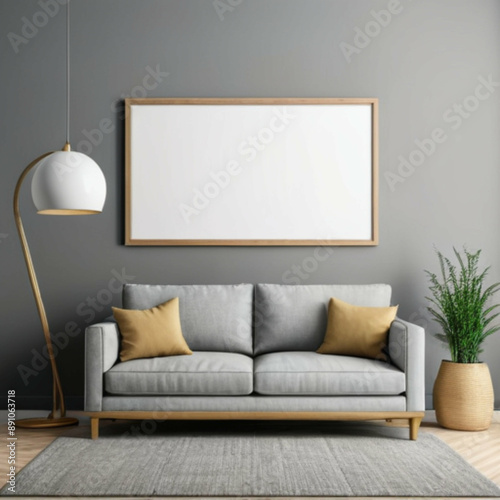Modern Interior Background Empty Frame Mockup