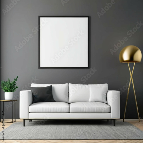 Modern Interior Background Empty Frame Mockup