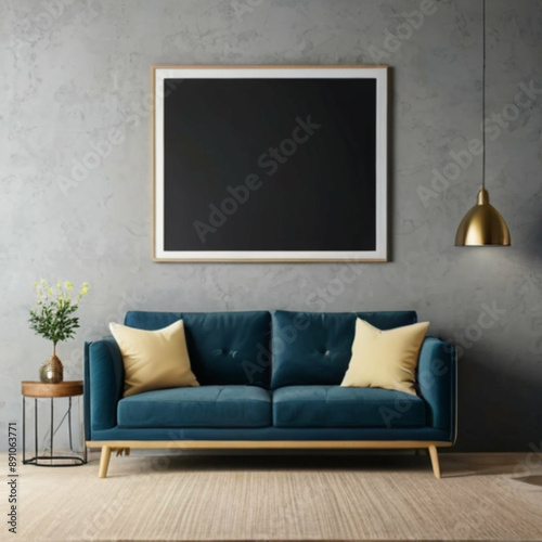 Modern Interior Background Empty Frame Mockup