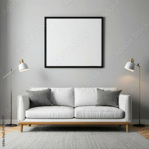 Modern Interior Background Empty Frame Mockup