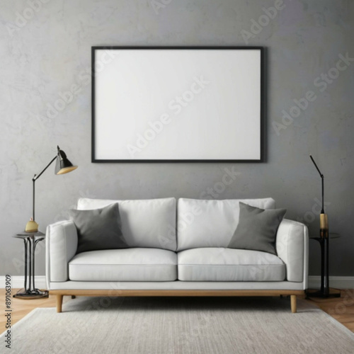 Modern Interior Background Empty Frame Mockup