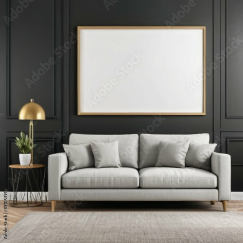 Modern Interior Background Empty Frame Mockup