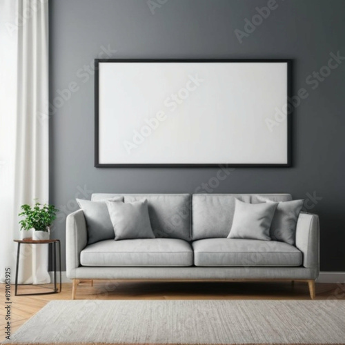 Modern Interior Background Empty Frame Mockup