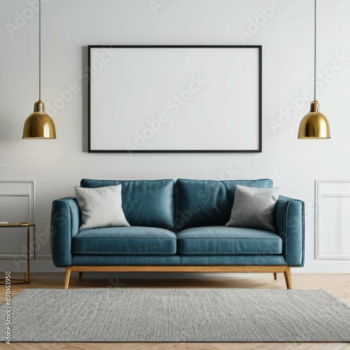 Modern Interior Background Empty Frame Mockup