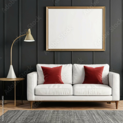 Modern Interior Background Empty Frame Mockup