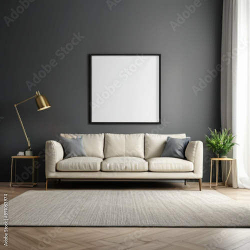 Modern Interior Background Empty Frame Mockup